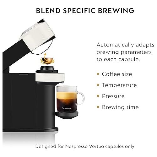 네스프레소 Nespresso Vertuo Next Coffee and Espresso Machine by De'Longhi, White, Compact, One Touch to Brew, Single-Serve Coffee Maker and Espresso Machine