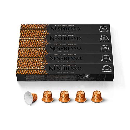 네스프레소 Nespresso Capsules OriginalLine, Linizio Lungo, Mild Roast Coffee, 50 Count Coffee Pods, Brews 3.7oz