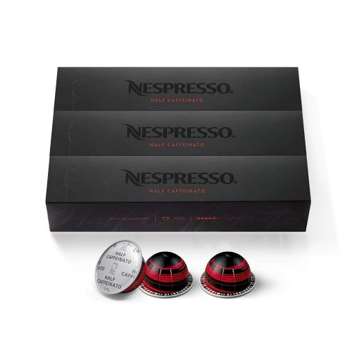 네스프레소 Nespresso Capsules VertuoLine, Half Caffeinato, Mild Roast Coffee, 30 Count Coffee Pods, Brews 7.8oz