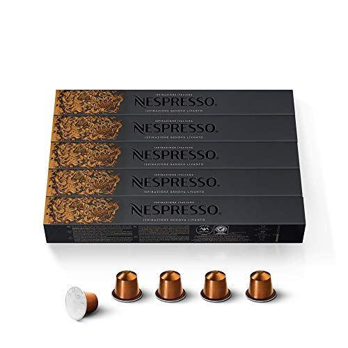 네스프레소 Nespresso Capsules OriginalLine, Livanto, Medium Roast Espresso Coffee, 50 Count Coffee Pods, Brews 1.35oz (Pack of 5)