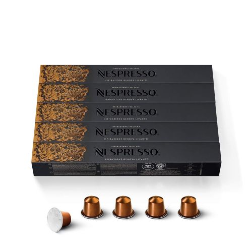 네스프레소 Nespresso Capsules OriginalLine, Livanto, Medium Roast Espresso Coffee, 50 Count Coffee Pods, Brews 1.35oz (Pack of 5)