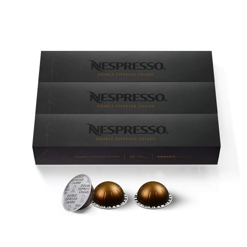 네스프레소 Nespresso Capsules VertuoLine, Odacio, Dark Roast Coffee, 30 Count Coffee Pods, Brews 7.8oz & Capsules VertuoLine, Double Espresso Chiaro ,Medium Roast Espresso Coffee, Coffee Pods