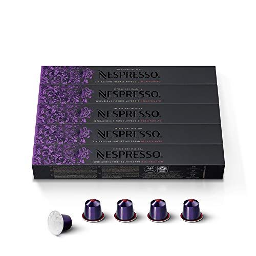 네스프레소 Nespresso Capsules OriginalLine, Arpeggio Decaffeinato, Dark Roast Coffee, 50 Count Coffee Pods, Brews 1.35 oz