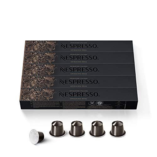네스프레소 Nespresso Capsules OriginalLine, Roma Intenso, Medium Roast Coffee, 50 Count Coffee Pods, Brews 1.35oz (Pack of 5)