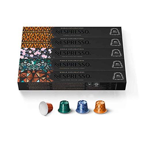 네스프레소 Nespresso Capsules OriginalLine ,Morning Lungo Blends Variety Pack, from Mild to Medium to Dark Roast Coffee, Coffee Pods, Brews 1.35 oz, 50 Count (Pack of 5)