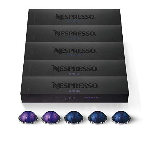 네스프레소 Nespresso Capsules VertuoLine, Espresso Variety Pack, Medium and Dark Roast Espresso Coffee, 50 Count Coffee Pods, Brews 1.35 oz