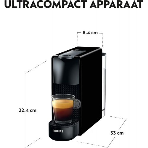 네스프레소 Brand: Krups Nespresso Krups Nespresso Essenza Mini XN1118 coffee capsule machine (1310 watts, 0.7 liters, 19 bar, including Aeroccino milk frother) black