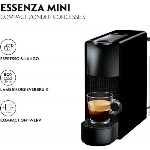 네스프레소 Brand: Krups Nespresso Krups Nespresso Essenza Mini XN1118 coffee capsule machine (1310 watts, 0.7 liters, 19 bar, including Aeroccino milk frother) black