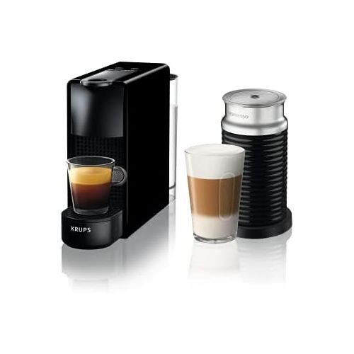 네스프레소 Krups Nespresso Essenza Mini XN1118 coffee capsule machine (1310 watts, 0.7 liters, 19 bar, including Aeroccino milk frother) black