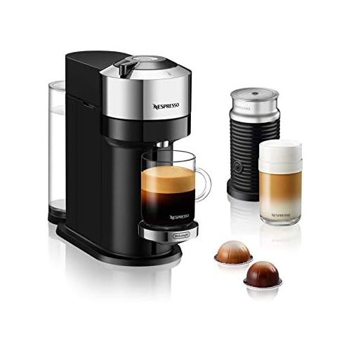 네스프레소 DeLonghi Nespresso Vertuo Next ENV 120.CAE coffee capsule machine with Aeroccino milk frother, chrome