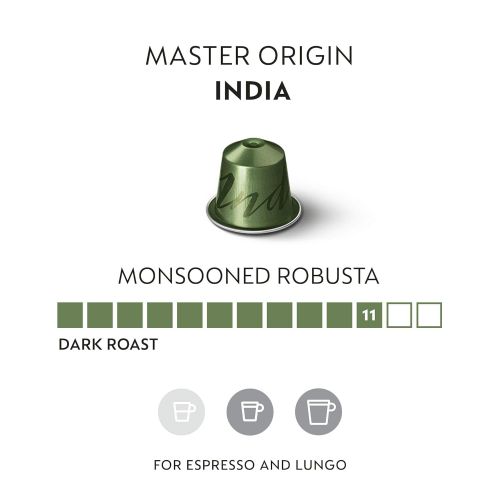 네스프레소 Nespresso Capsules OriginalLine, India Master Origin, Dark Roast Coffee, 50 Count Coffee Pods, Brews 1.35oz