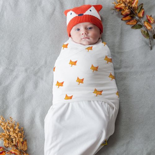  Nested Bean Zen Swaddle Premier  70% Rayon from Bamboo, 30% Pure Cotton (0-6 Months, Friendly Fox)