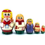 NestingDollsStore Russian nesting dolls 5 pcs Matryoshka authentic babushka Belarus stacking wooden birthday gift for mom grandma grandmother granddaughter