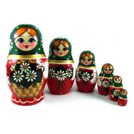 NestingDollsStore Russian Nesting Dolls 6 pcs Matryoshka Authentic babushka Stacking wooden toy Birthday gift for mom grandma granddaughter