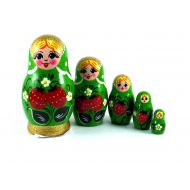 NestingDollsStore Nesting Dolls for kids set 5 pcs Russian matryoshka Authentic babushka Stacking wooden handpainted toy Birthday gift for mom or grandma