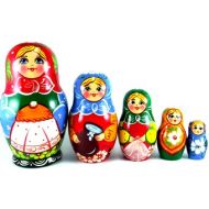 NestingDollsStore Nesting dolls 5 pcs Russian matryoshka Babushka Wooden Stacking toy birthday gift for mom grandmother grandma granddaughter kids or her