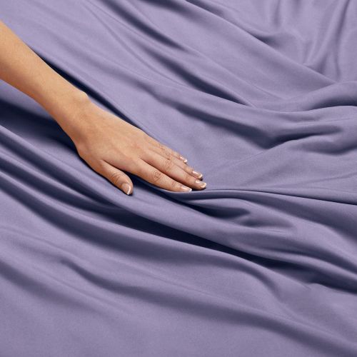  Nestl Bedding Soft Sheets Set  4 Piece Bed Sheet Set, 3-Line Design Pillowcases  Easy Care, Wrinkle Free  Good Fit Deep Pockets Fitted Sheet  Warranty Included  Queen, Steel B