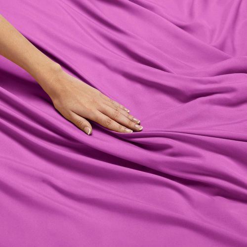  Nestl Bedding Soft Sheets Set  4 Piece Bed Sheet Set, 3-Line Design Pillowcases Wrinkle Free  8”12” Good Fit Low Profile Fitted Sheet Warranty Included  RV Short Queen, Orchid