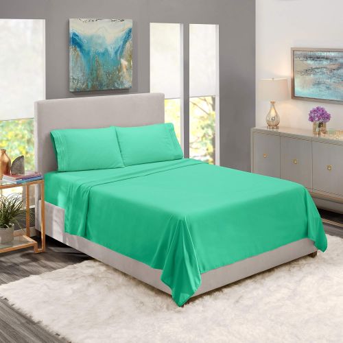  Nestl Bedding Twin Size Bed Sheets Set Mint, Highest Quality Bedding Sheets Set on Amazon, 3-Piece Bed Set, Deep Pockets Fitted Sheet, 100% Luxury Soft Microfiber, Hypoallergenic, Cool & Breatha