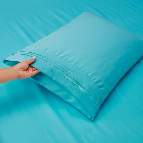  Nestl Bedding Soft Sheets Set  3 Piece Bed Sheet Set, 3-Line Design Pillowcase  Wrinkle Free  10”16” Inches Deep Pocket Fitted Sheets  Warranty Included  Twin XL, Beach Blue