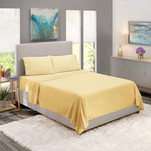  Nestl Bedding Bed Sheet Bedding Set, Queen, Vanilla/Yellow Cream, 100% Soft Brushed Microfiber Fabric Deep Pocket Fitted Sheet, 1800 Luxury Bedding Collection, Wrinkle Free Bedroom