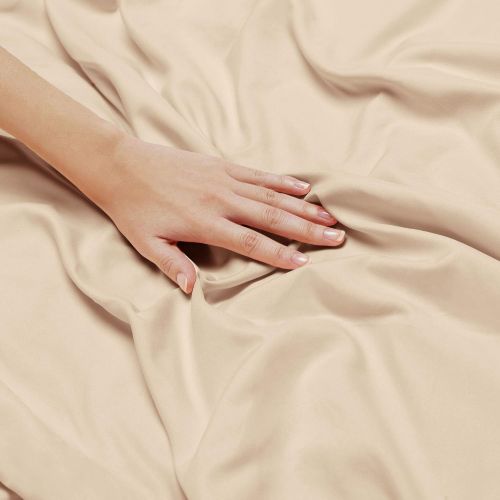  Nestl Bedding Soft Sheets Set  4 Piece Bed Sheet Set, 3-Line Design Pillowcases  Easy Care, Wrinkle  10”16” Deep Pocket Fitted Sheets  Warranty Included  Flex-Top King, Taupe