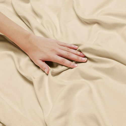  Nestl Bedding Soft Sheets Set  4 Piece Bed Sheet Set, 3-Line Design Pillowcases  Easy Care, Wrinkle Free  Good Fit Deep Pockets Fitted Sheet  Free Warranty Included  Queen, Be