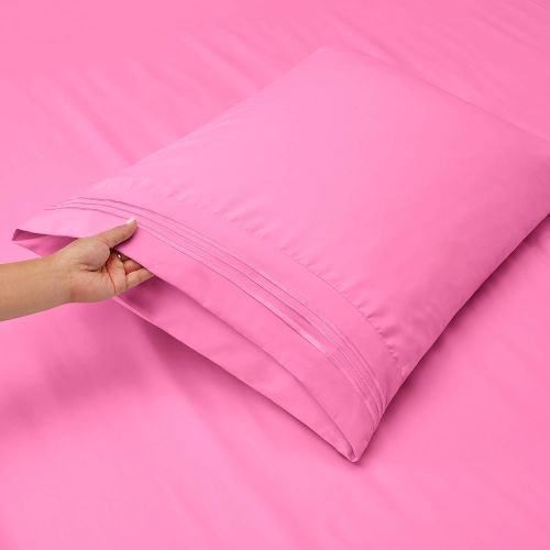  Nestl Bedding Soft Sheets Set  4 Piece Bed Sheet Set, 3-Line Design Pillowcases  Easy Care, Wrinkle Free  Good Fit Deep Pockets Fitted Sheet  Warranty Included  Full, Light Pi