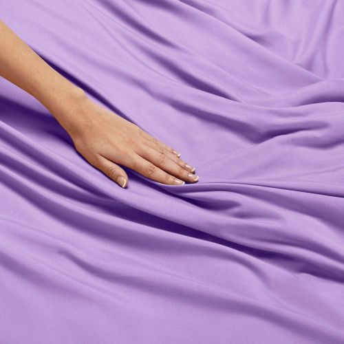  Nestl Bedding Soft Sheets Set  4 Piece Bed Sheet Set, 3-Line Design Pillowcases  Wrinkle Free  Good Fit Deep Pockets Fitted Sheet  Warranty Included  California King, Lavender