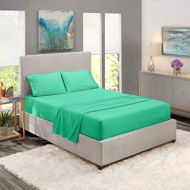 Nestl Bedding Soft Sheets Set  4 Piece Bed Sheet Set, 3-Line Design Pillowcases  Easy Care, Wrinkle  10”16” Deep Pocket Fitted Sheets  Warranty Included  Flex-Top King, Mint