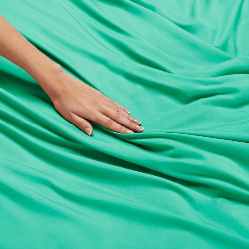  Nestl Bedding Soft Sheets Set  4 Piece Bed Sheet Set, 3-Line Design Pillowcases  Easy Care, Wrinkle  10”16” Deep Pocket Fitted Sheets  Warranty Included  Flex-Top King, Mint