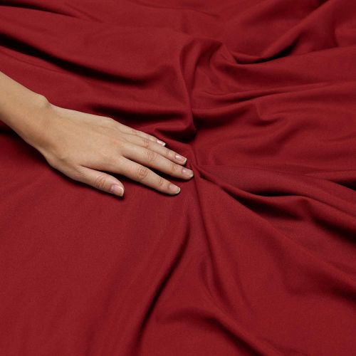  Nestl Bedding Soft Sheets Set  5 Piece Bed Sheet Set, 3-Line Design Pillowcases  Wrinkle Free  2 Fit Deep Pocket Fitted Sheets  Free Warranty Included  Split King, Burgundy Re