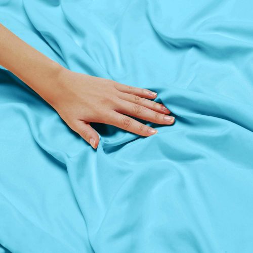  Nestl Bedding Soft Sheets Set  5 Piece Bed Sheet Set, 3-Line Design Pillowcases  Wrinkle Free  2 Fit Deep Pocket Fitted Sheets  Free Warranty Included  Split King, Beach Blue