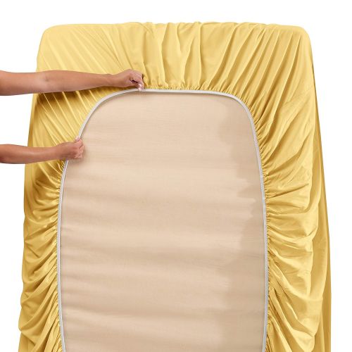  Nestl Bedding Soft Sheets Set  4 Piece Bed Sheet Set, 3-Line Design Pillowcases  Easy Care, Wrinkle  10”16” Deep Pocket Fitted Sheets  Warranty Included  Flex-Top King, Light