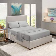 Nestl Bedding Soft Sheets Set  4 Piece Bed Sheet Set, 3-Line Design Pillowcases  Easy Care, Wrinkle  10”16” Deep Pocket Fitted Sheets  Warranty Included  Flex-Top King, Silve
