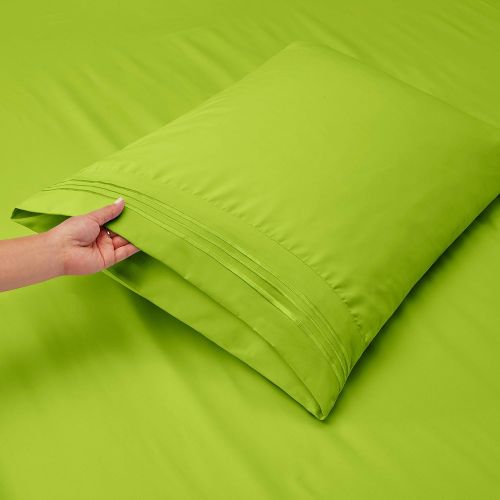  Nestl Bedding Soft Sheets Set  5 Piece Bed Sheet Set, 3-Line Design Pillowcases  Wrinkle Free  2 Fit Deep Pocket Fitted Sheets  Free Warranty Included  Split King, Garden Gree