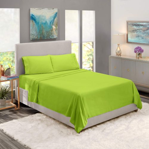  Nestl Bedding Soft Sheets Set  5 Piece Bed Sheet Set, 3-Line Design Pillowcases  Wrinkle Free  2 Fit Deep Pocket Fitted Sheets  Free Warranty Included  Split King, Garden Gree