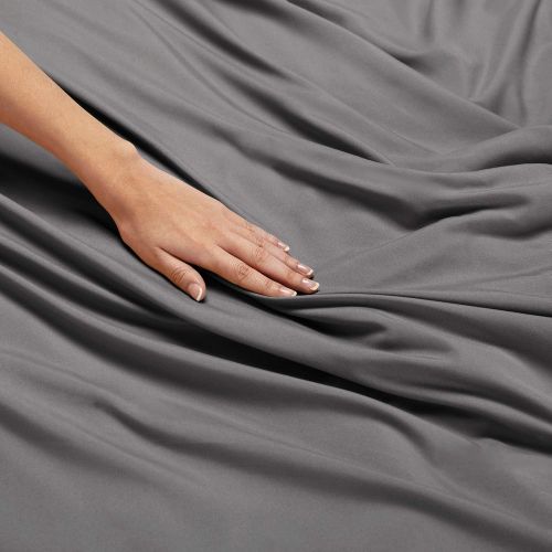  Nestl Bedding Soft Sheets Set  4 Piece Bed Sheet Set, 3-Line Design Pillowcases  Easy Care, Wrinkle Free  Good Fit Deep Pockets Fitted Sheet  Free Warranty Included  Full, Gra