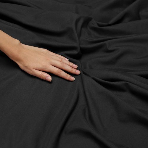  Nestl Bedding Soft Sheets Set  4 Piece Bed Sheet Set, 3-Line Design Pillowcases  Easy Care, Wrinkle  10”16” Deep Pocket Fitted Sheets  Warranty Included  Flex-Top King, Black