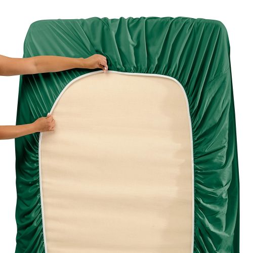  Nestl Bedding Soft Sheets Set  4 Piece Bed Sheet Set, 3-Line Design Pillowcases  Wrinkle Free  Good Fit Deep Pockets Fitted Sheet  Warranty Included  California King, Hunter G