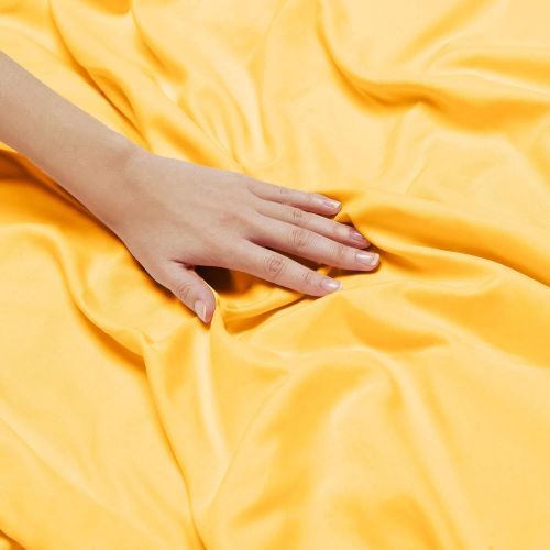  Nestl Bedding Soft Sheets Set  4 Piece Bed Sheet Set, 3-Line Design Pillowcases  Easy Care, Wrinkle  10”16” Deep Pocket Fitted Sheets  Warranty Included  Flex-Top King, Yello