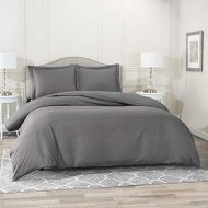 [아마존 핫딜] Nestl Bedding Duvet Cover 2 Piece Set  Ultra Soft Double Brushed Microfiber Bedding  Damask Dobby Stripe Comforter Cover and 1 Pillow Sham - Twin/Twin XL 68” x 90” - Dark Gray