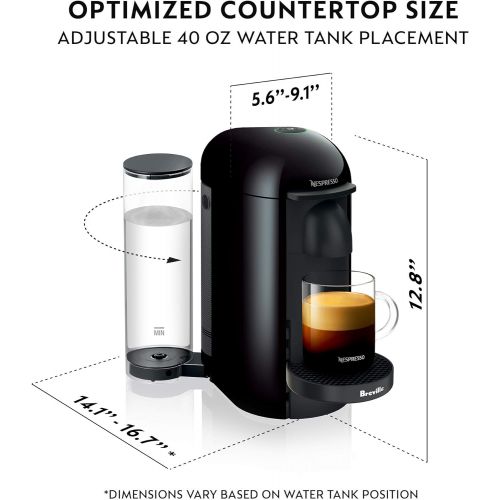 네슬레 Nestle Nespresso Nespresso VertuoPlus Coffee and Espresso Maker by Breville with Aeroccino, Ink Black AND BEST SELLING COFFEES INCLUDED