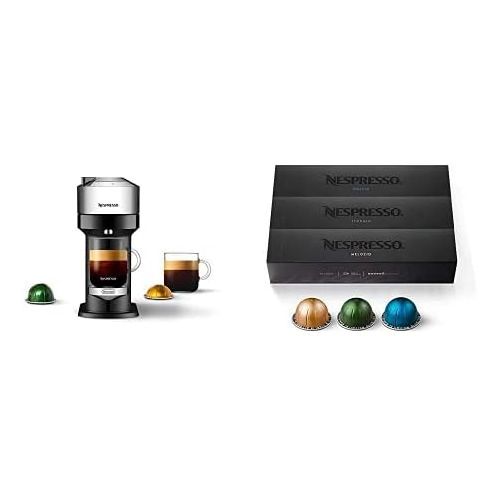 네슬레 Nestle Nespresso Nespresso Vertuo Next Deluxe Coffee and Espresso Machine NEW by DeLonghi + Nespresso Capsules VertuoLine, Medium and Dark Roast Coffee