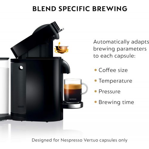 네슬레 Nestle Nespresso Nespresso Vertuo Plus Deluxe Coffee and Espresso Maker by DeLonghi, Piano Black