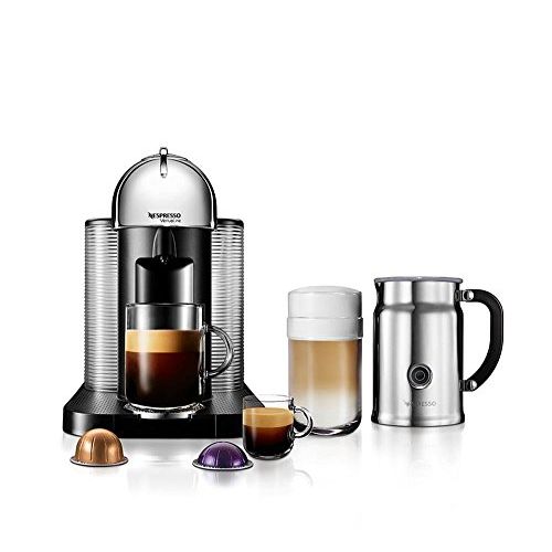 네슬레 Nestle Nespresso Nespresso A+GCA1-US-CH-NE VertuoLine Coffee and Espresso Maker with Aeroccino Plus Milk Frother, Chrome (Discontinued Model)
