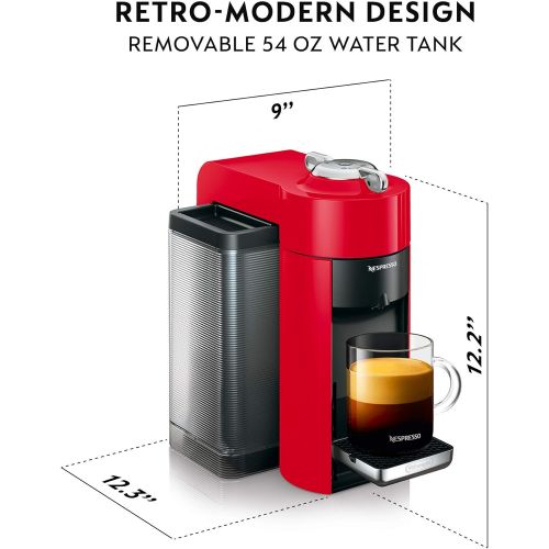 네슬레 Nestle Nespresso Nespresso Vertuo Coffee and Espresso Maker by DeLonghi, Shiny Red with Aeroccino Milk Frother
