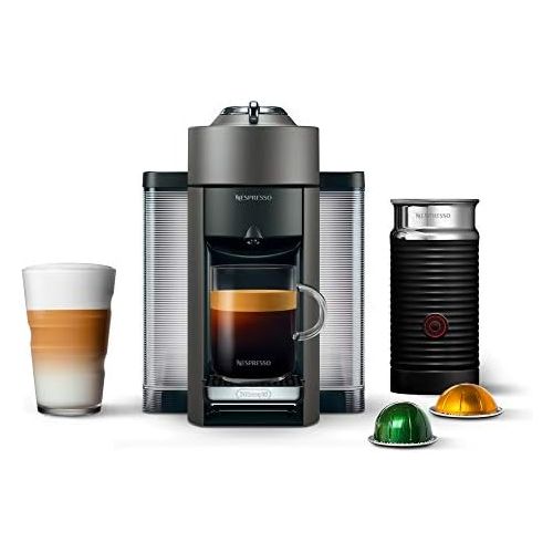 네슬레 Nestle Nespresso Nespresso Vertuo Coffee and Espresso Maker by DeLonghi, Titan with Aeroccino Milk Frother
