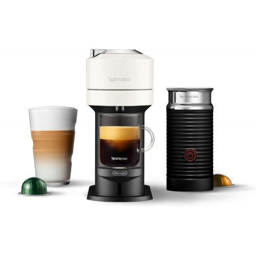 네슬레 Nestle Nespresso Nespresso Vertuo Next Coffee and Espresso Maker by DeLonghi, White with Aeroccino Milk Frother