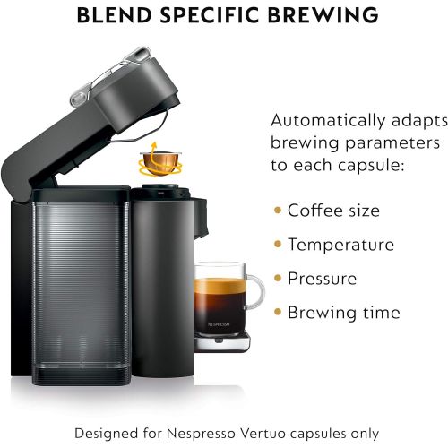 네슬레 Nestle Nespresso Nespresso Vertuo Coffee and Espresso Maker by DeLonghi, Graphite Metal with Aeroccino Milk Frother
